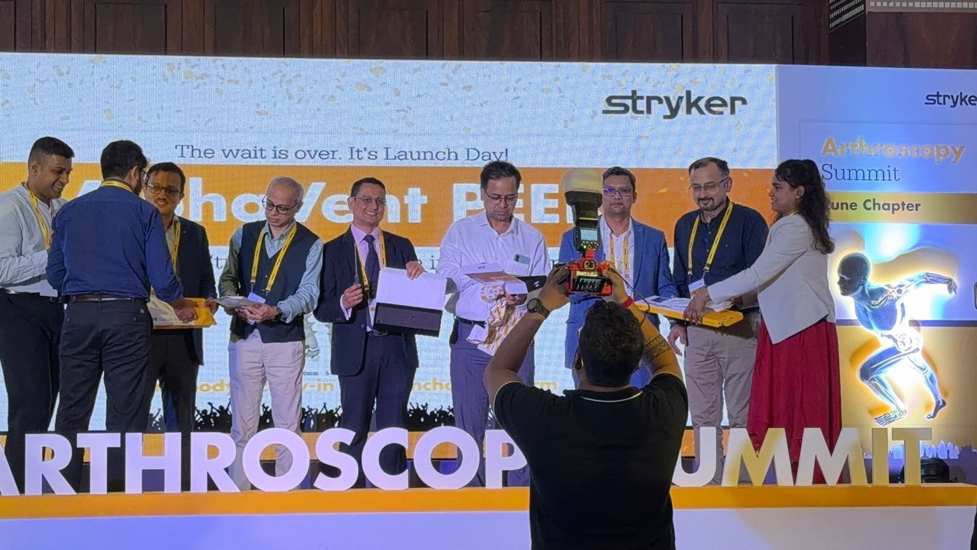 Faculty at the launch of a new rotator cuff repair anchor, Stryker Arthroscopy Summit, Pune Chapter, July 2026